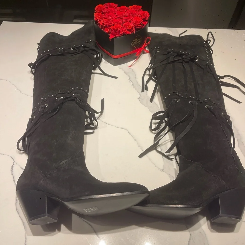 Giuseppe Zanotti Black Over the Knee Boots Size 39 New